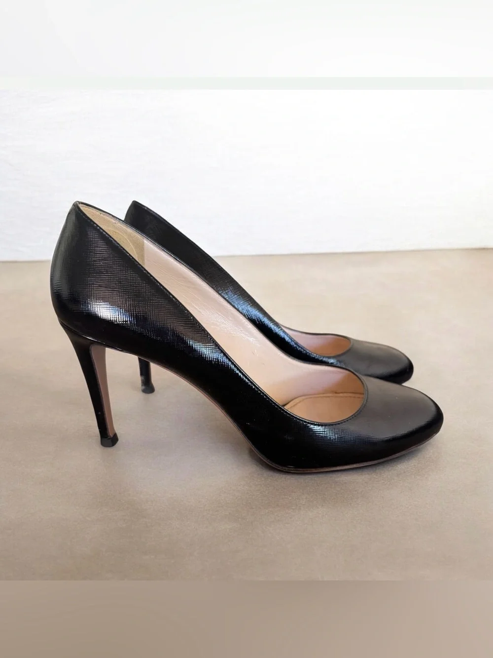Prada Black Patent Leather Rounded Toe Pumps - Picture 2 of 11